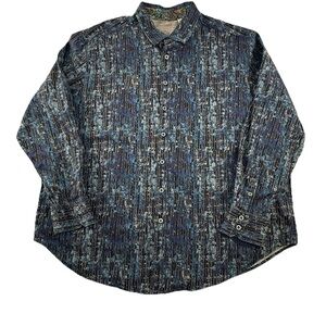 Robert Graham Blue Patterned Long Sleeve Button-Up Shirt Size 2XL